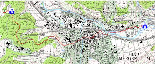 Wegänderung bei Hauptwanderweg 3 (HW3) Wegaenderung Bad Mergentheim (Februar 2017)